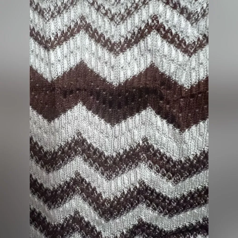 Missoni Zigzag Jacquard Long sleeves Mini Dress Brown & White SZ 10US/46EU - Picture 8 of 15